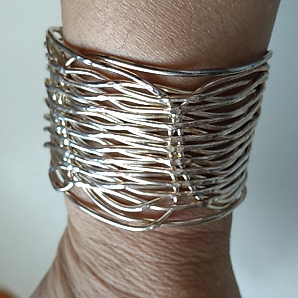 Vintage Silver Gold Tone, Cuff Bracelet - Picture 3 of 6